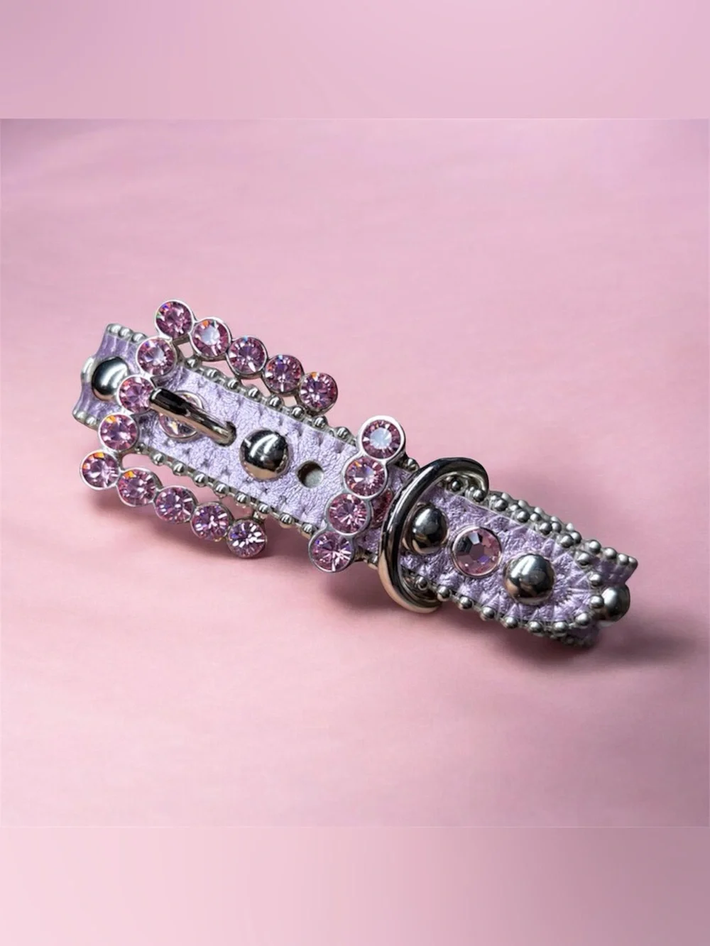 Authentic B.B. Simon Pink Swarovski Crystal Leather Dog Collar SZ Small Designer